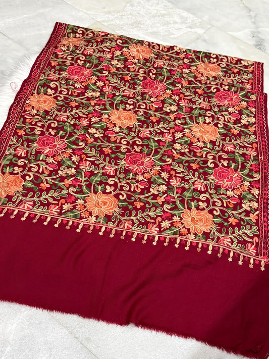 Machine embroidered mini shawl