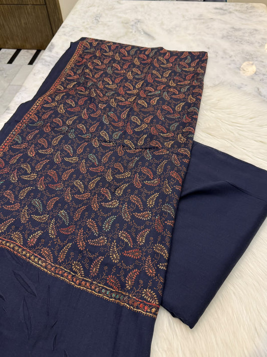 Pashmina Kacha Tanka navy blue 3PC