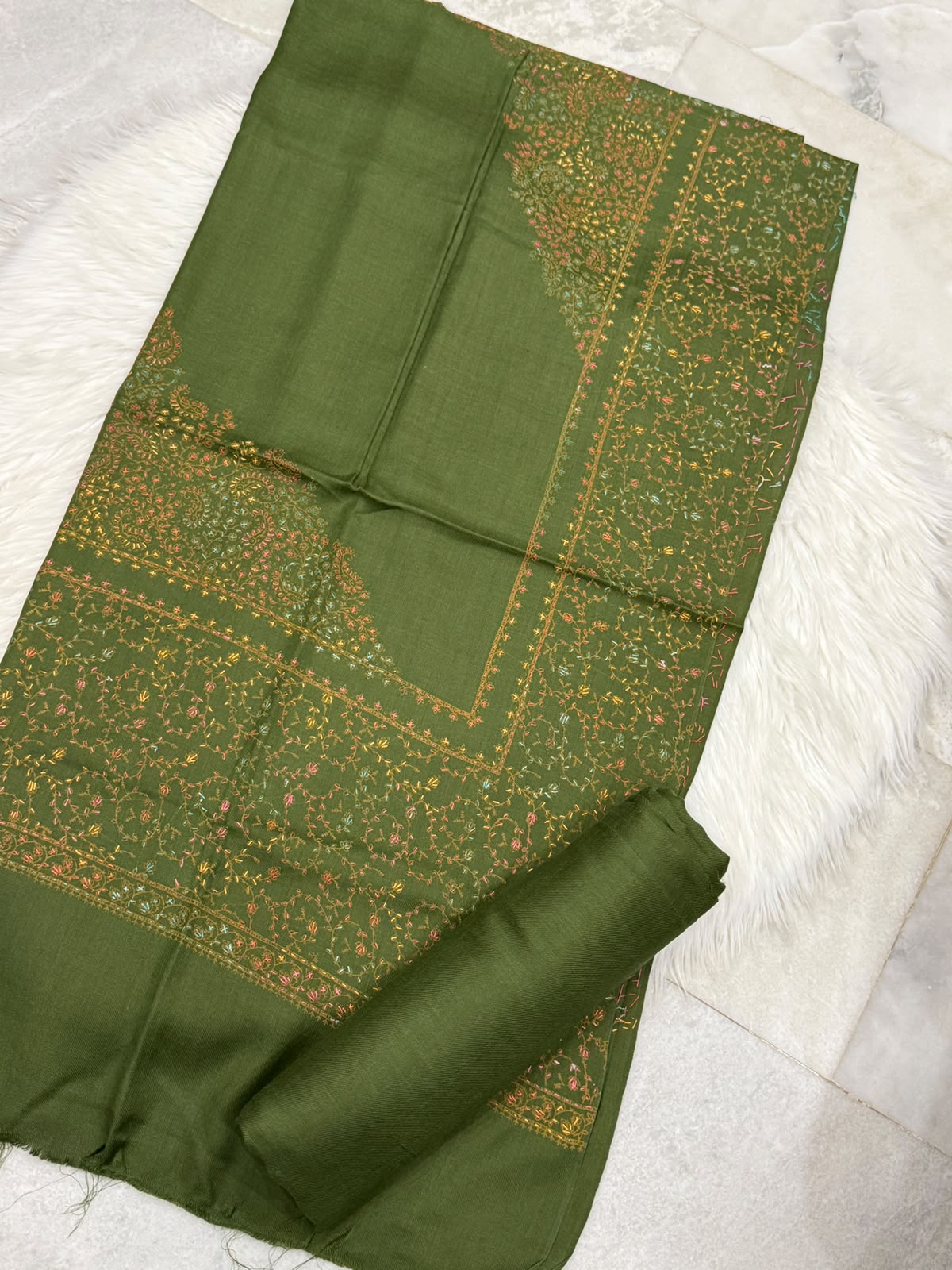 Pashmina Kacha Tanka Taj  mahndi shade 3PC