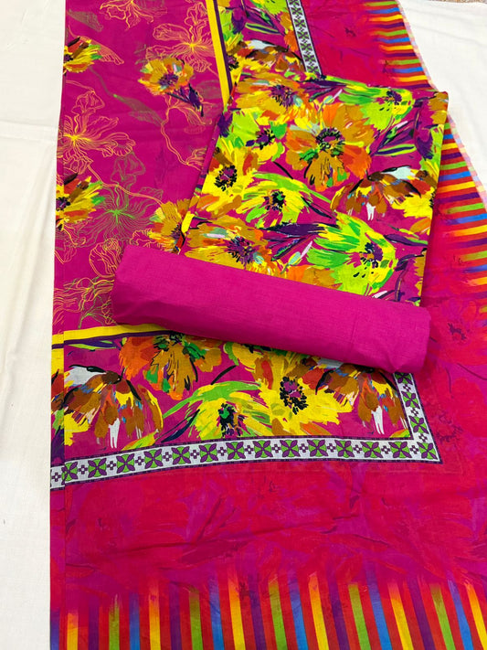 3 PC. LAWN UNSTITCHED SUIT