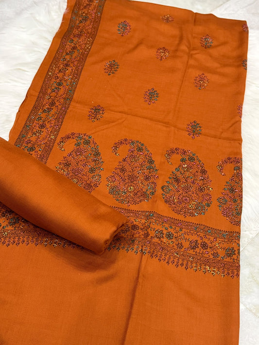 Pashmina Kacha Tanka Taj rust  3PC