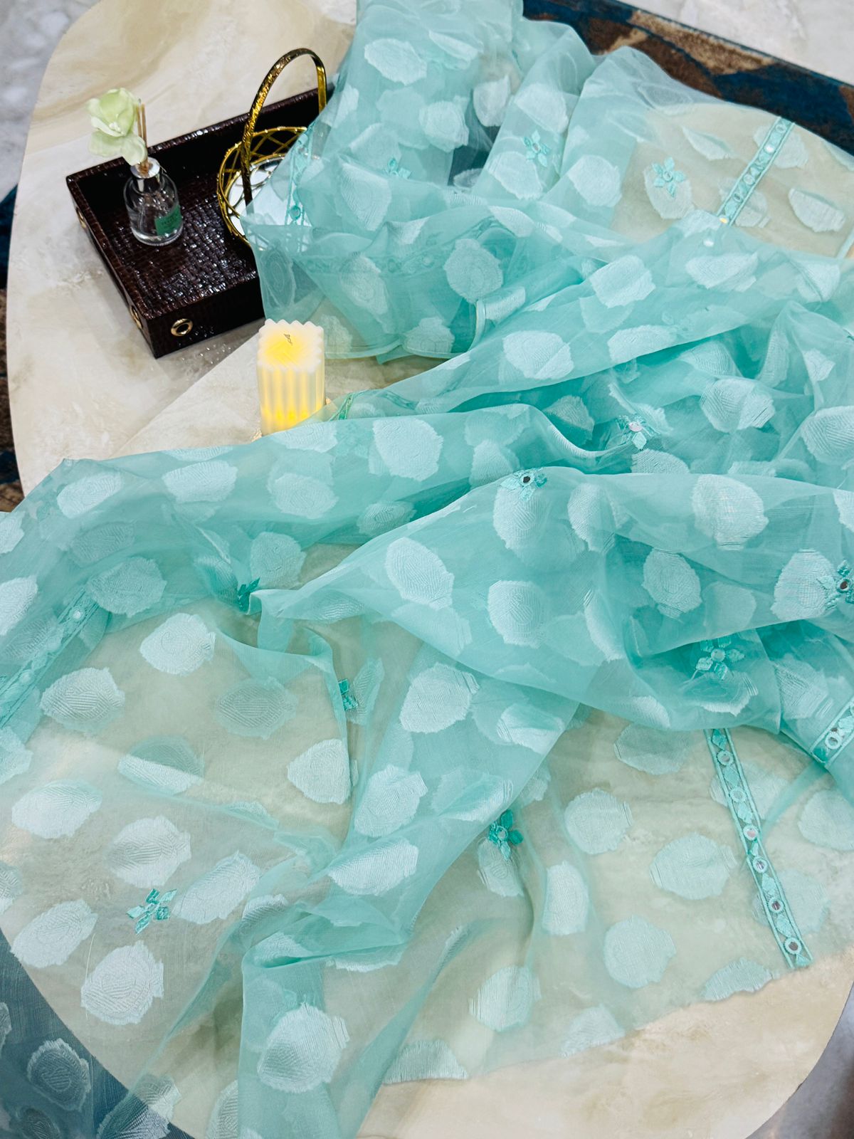 Embroidered organza Dupatta