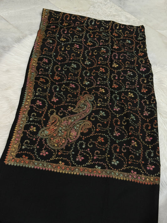 Black Pashmina wool Shawl katcha tanka