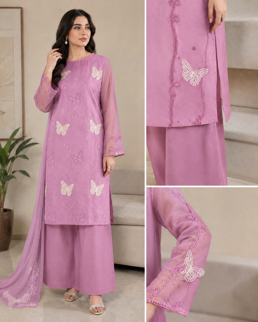 2pc embroidered butterfly