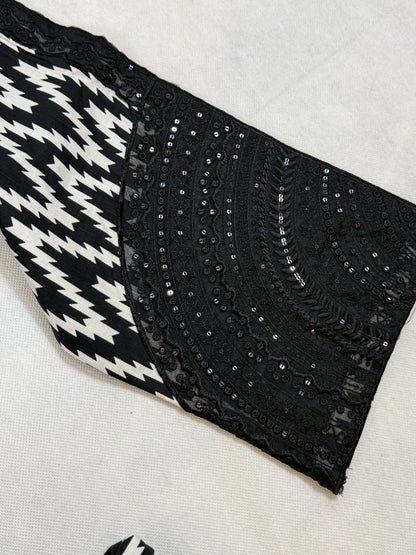 Black and white stitched