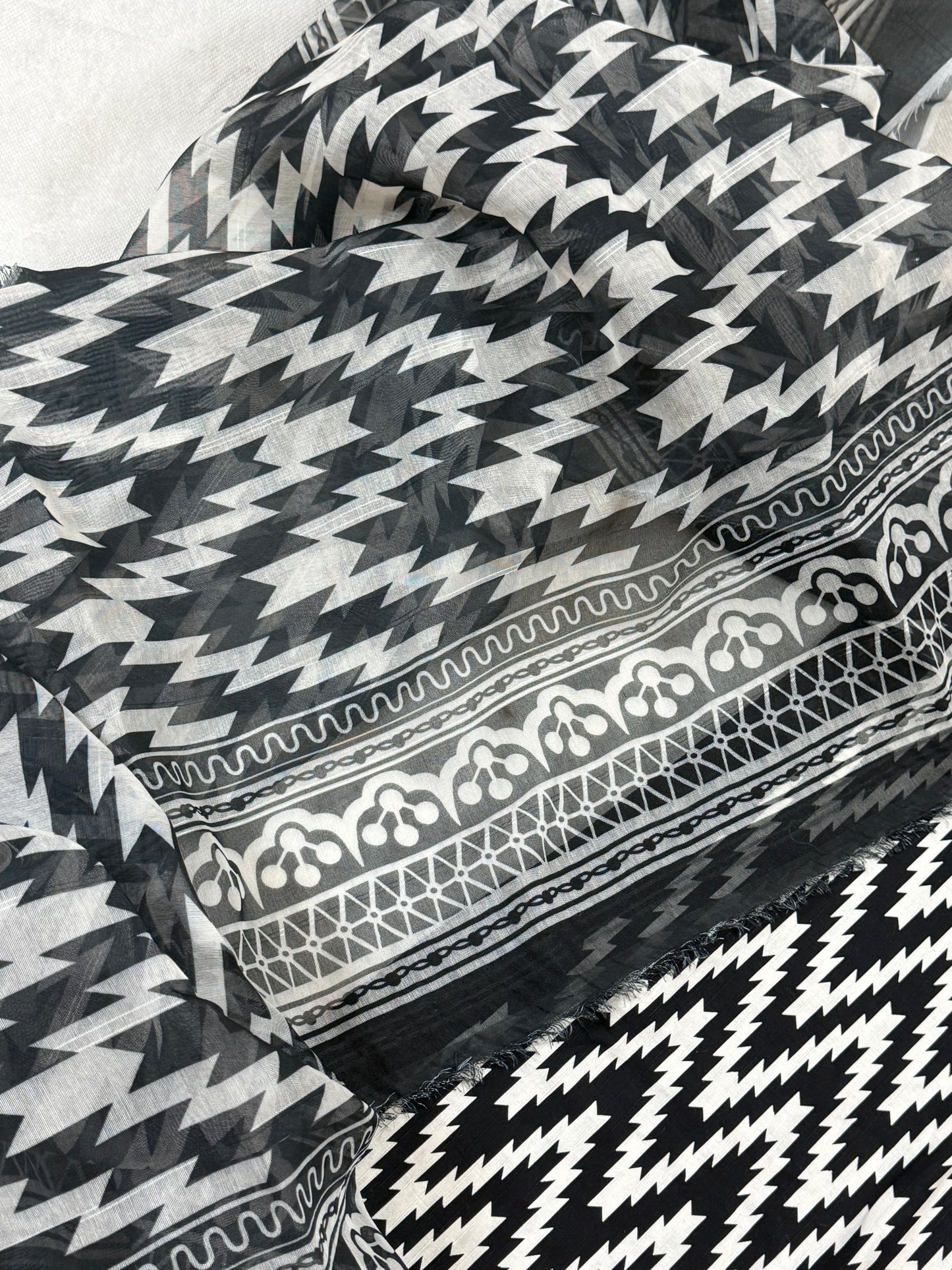 Black and white stitched