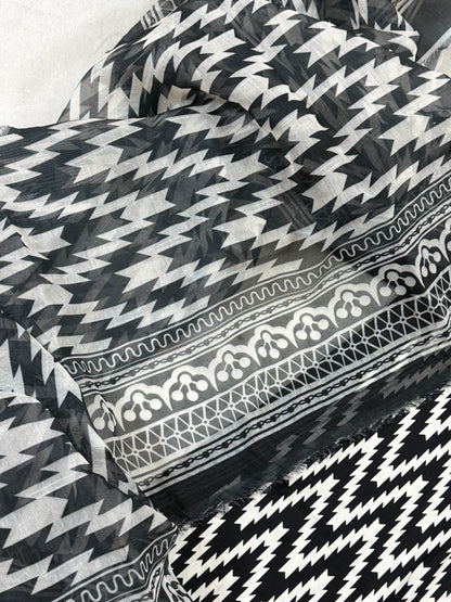 Black and white stitched