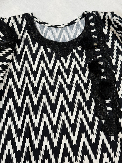 Black and white stitched