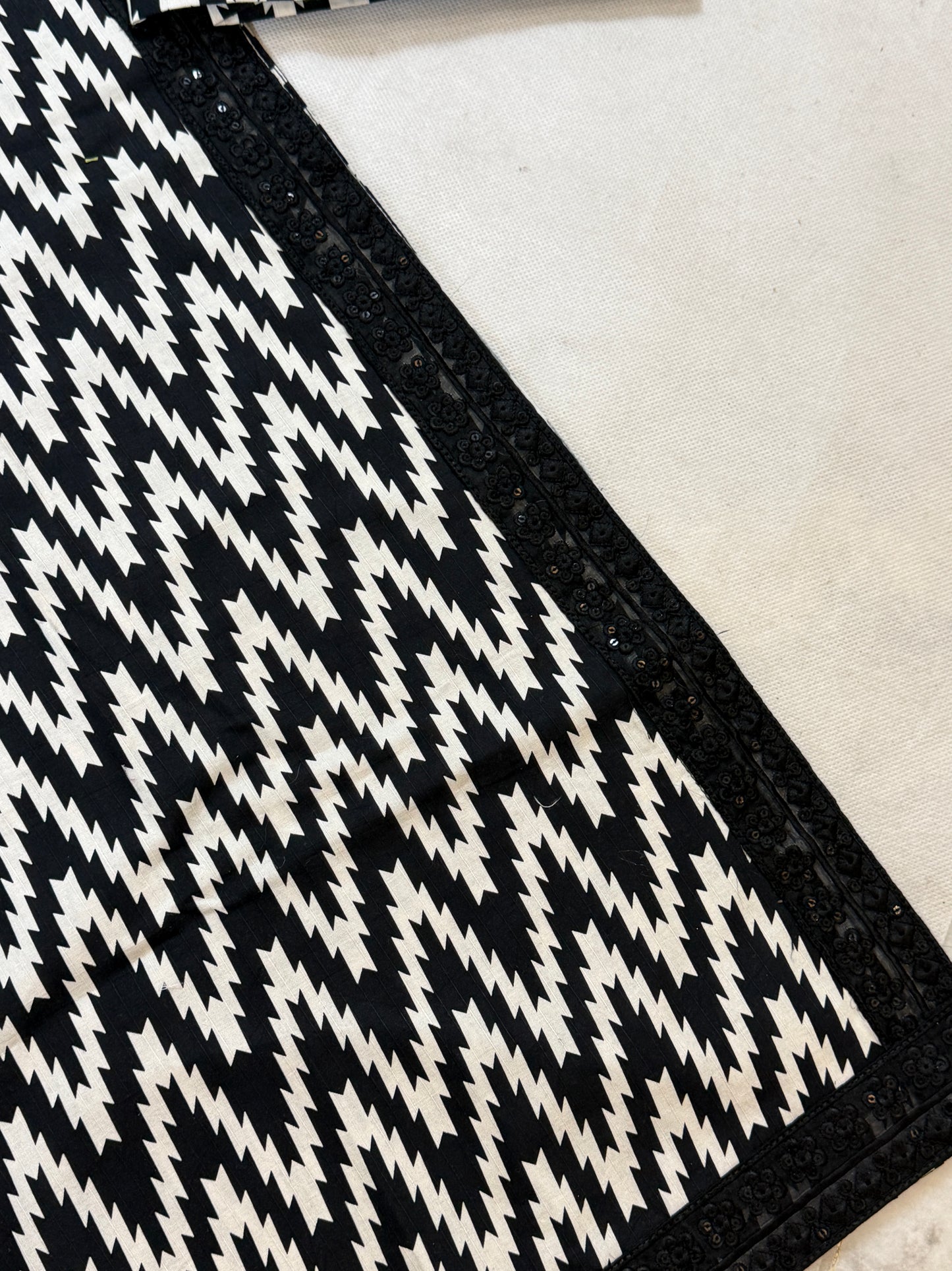 Black and white stitched