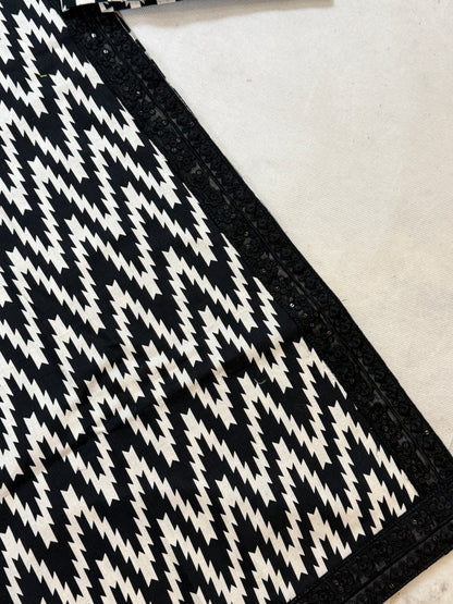 Black and white stitched