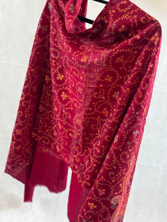 Embroidered mini pashmina shawl