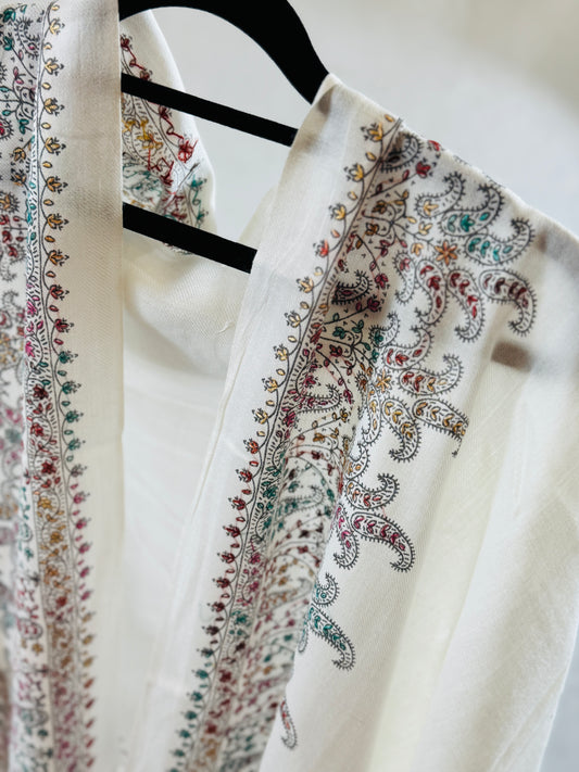 Embroidered mini pashmina shawl
