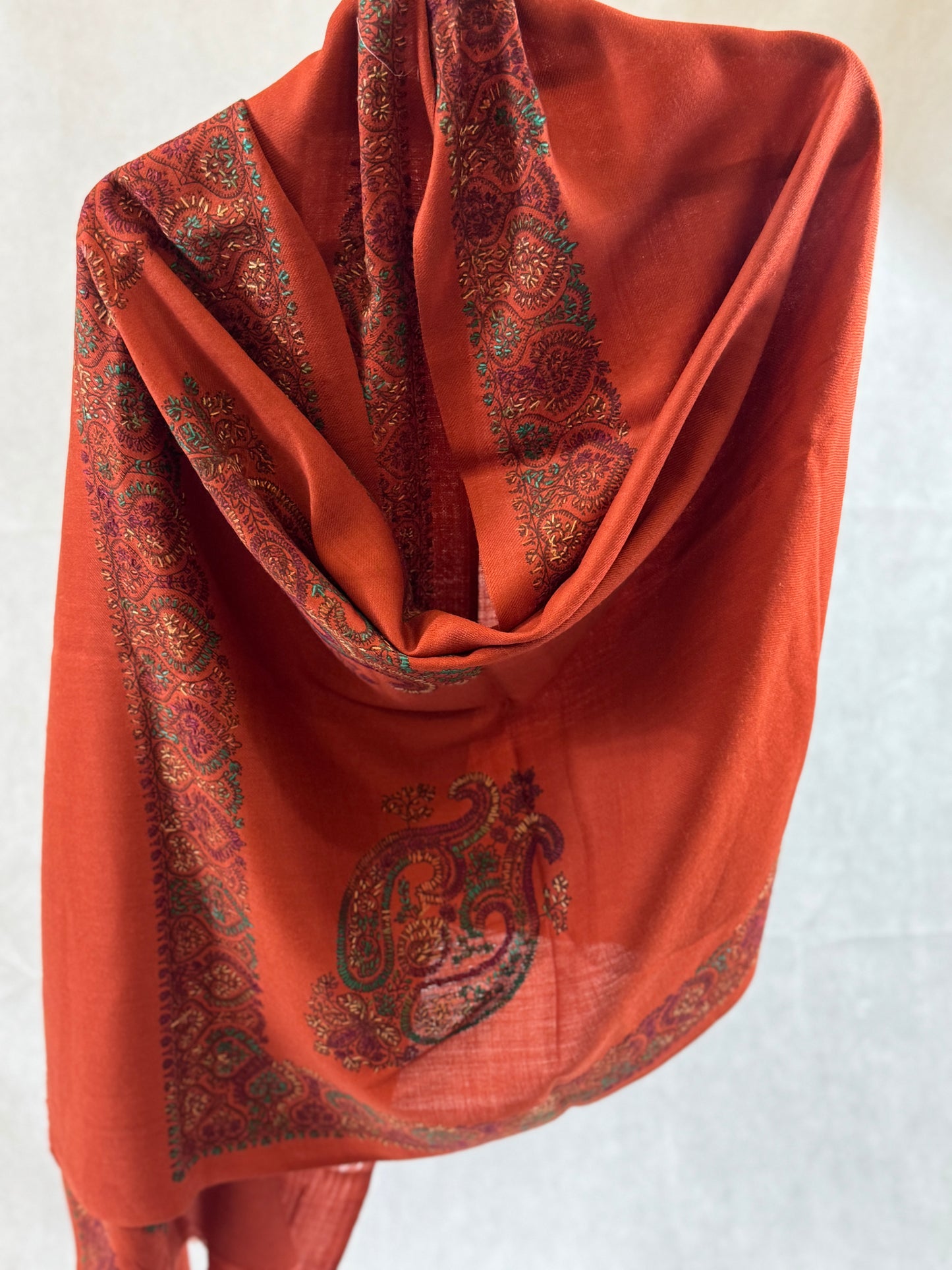 Embroidered mini pashmina shawl