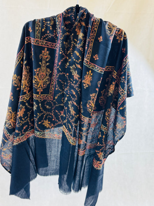 Embroidered mini pashmina shawl