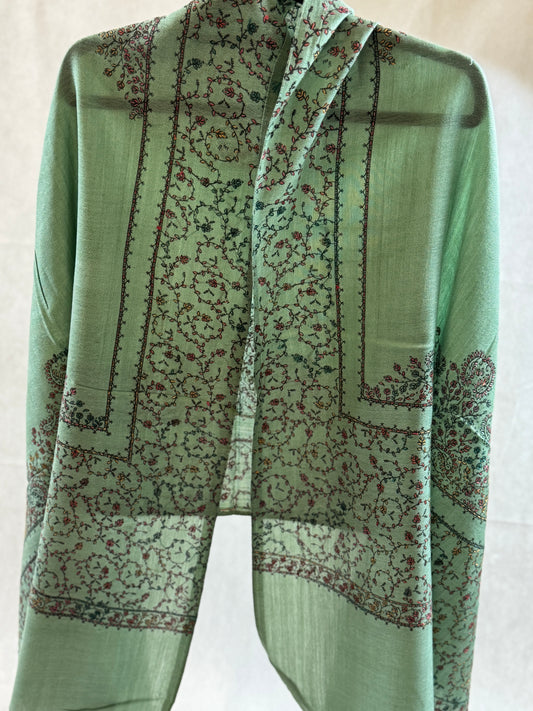 Embroidered mini pashmina shawl