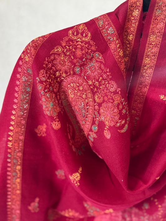 Embroidered mini pashmina shawl