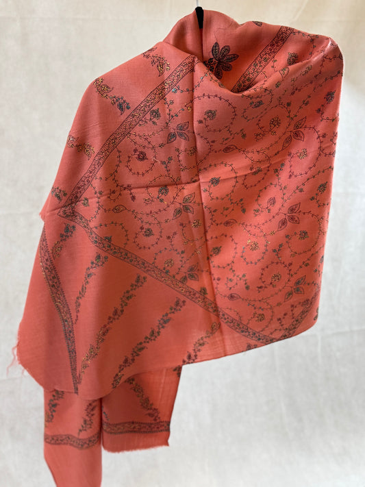 Embroidered mini pashmina shawl