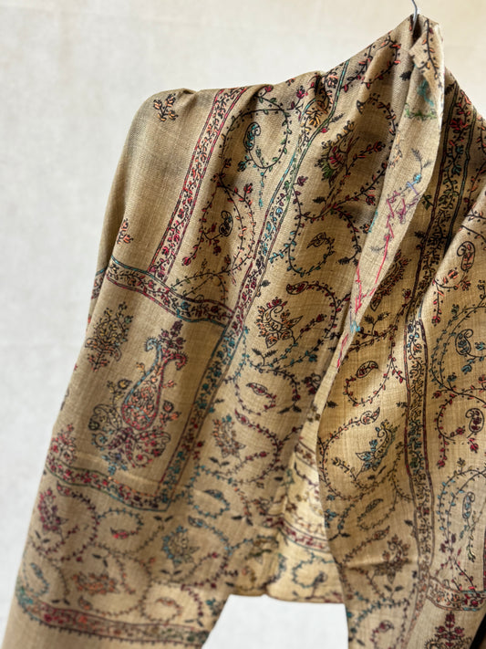 Embroidered mini pashmina shawl