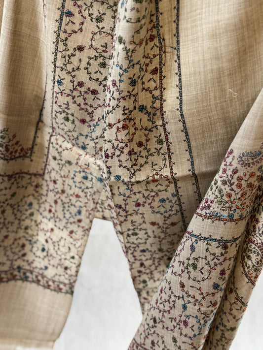 Embroidered mini pashmina shawl