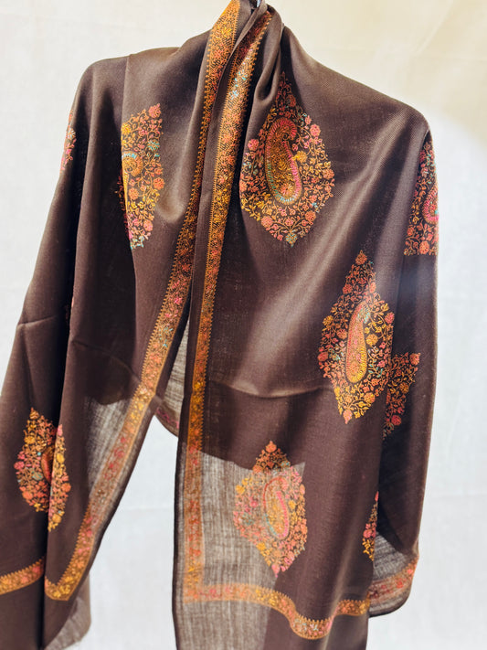 Embroidered mini pashmina shawl