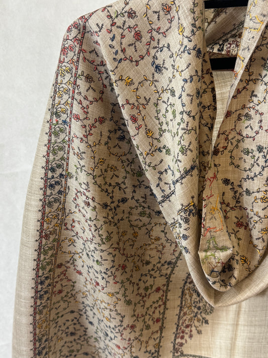 Embroidered mini pashmina shawl