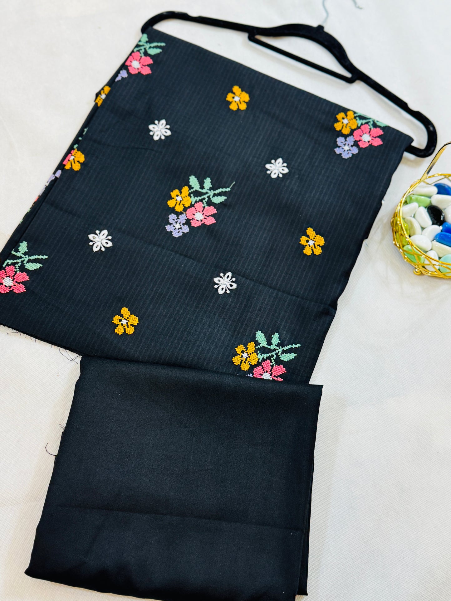 Black Embroidered Dhank Two pc