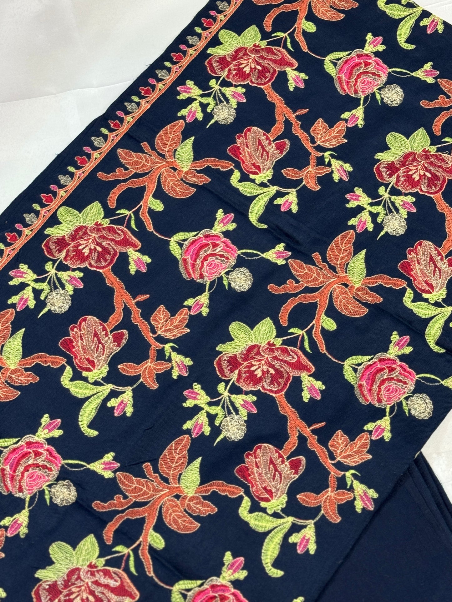 Embroidered full jall shawl and plain suit