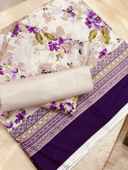 Alkaram | Unstitched 3 Pc Printed Lawn Suit With Lawn Dupatta