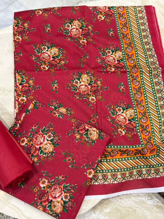 Alkaram | Unstitched 3 Pc Printed Lawn Suit With Lawn Dupatta