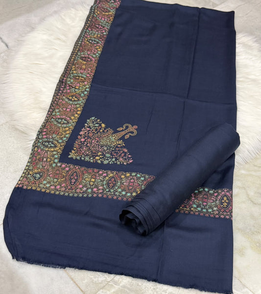 Pashmina Kacha Tanka navy blue  3PC