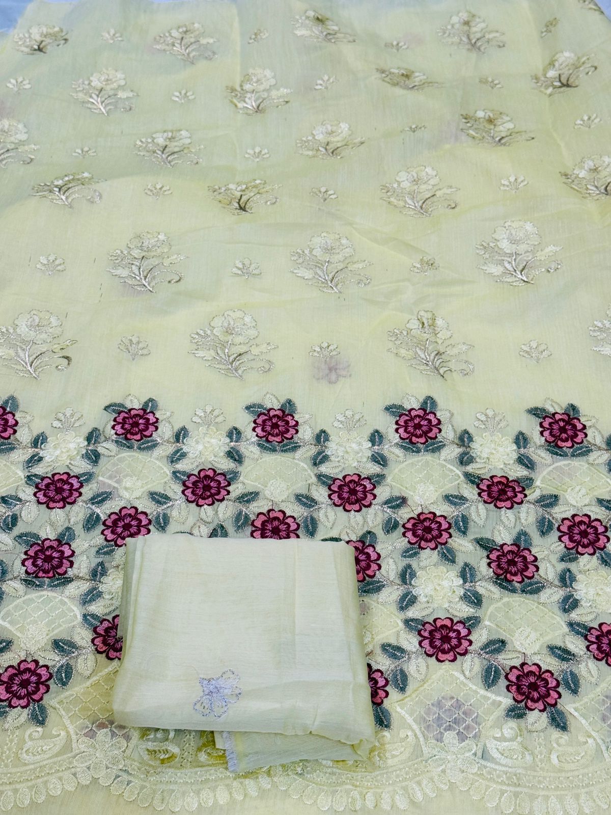 Embroidered cotton lawn shirt