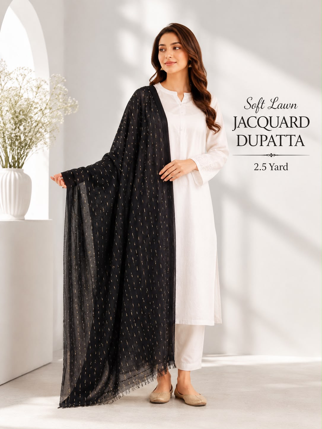 Soft Lawn Jacquard Dupatta