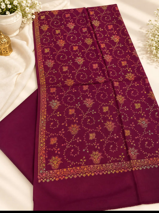 Pashmina Kacha Tanka  Magenta 3PC