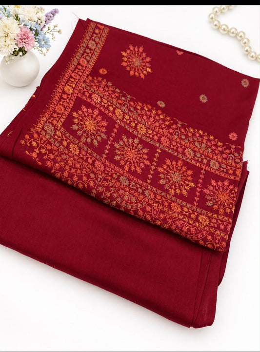 Pashmina Kacha Tanka Maroon 3PC