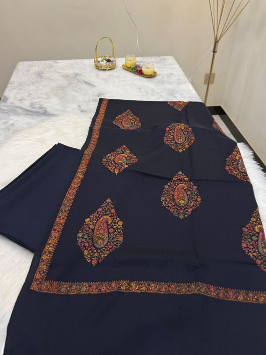 Pashmina Kacha Tanka navy blue  3PC