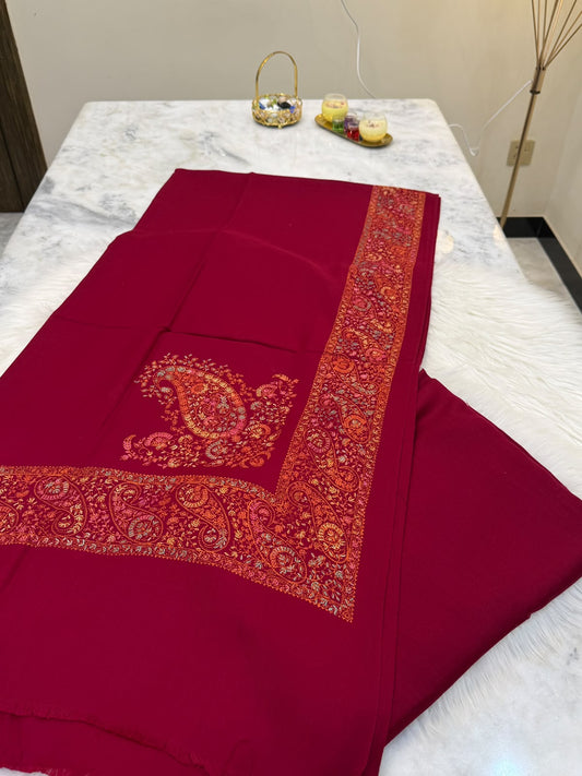 Pashmina Kacha Tanka maroon 3PC