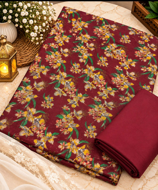 Printed Dhanak 2-Piece Suit
