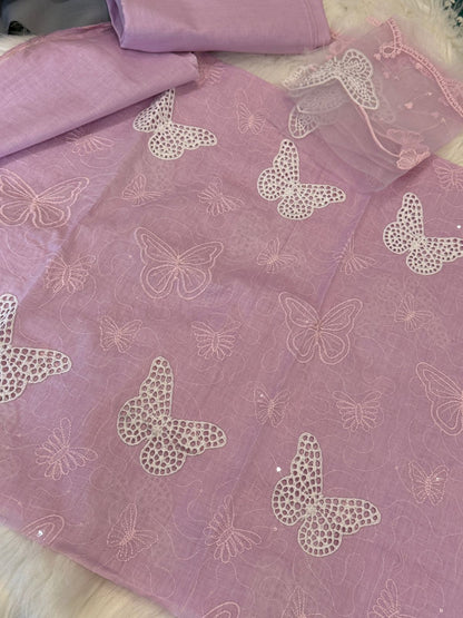 2pc embroidered butterfly