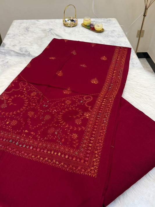 Pashmina Kacha Tanka Maroon 3PC