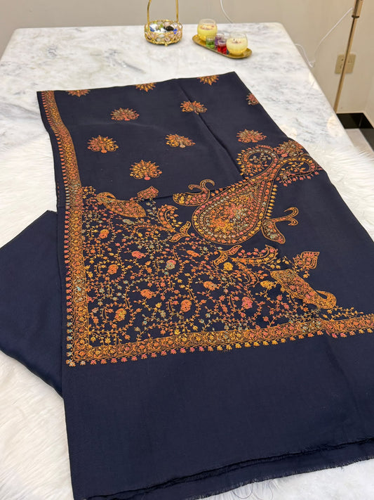 Pashmina Kacha Tanka navy blue 3PC