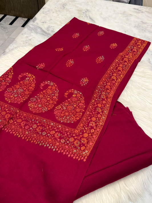 Pashmina Kacha Tanka maroon  3PC