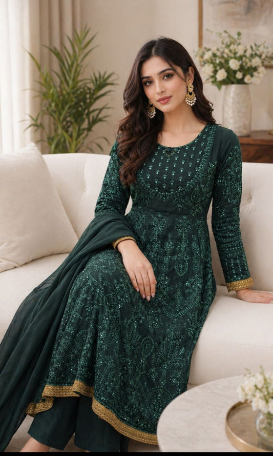 Fabric Lawn,,Frock embroidered Lawn