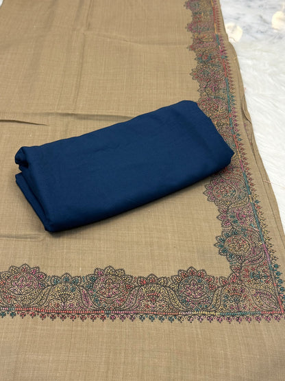 3PC Dhanak Suit with Hand-Embroidered Pashmina Shawl