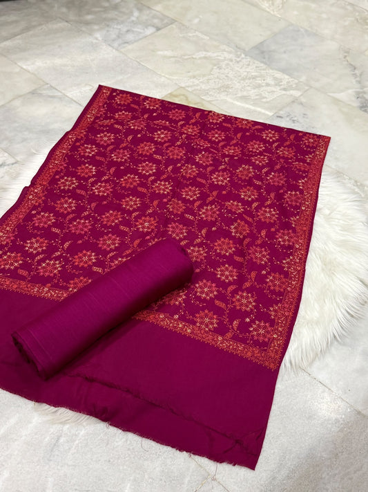 Pashmina wool Kacha Tanka 3PC with mini shawl