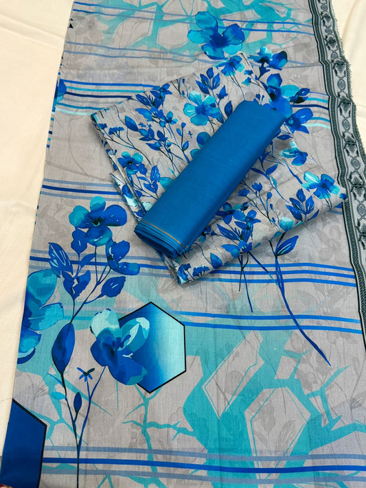 3 PC. LAWN UNSTITCHED SUIT
