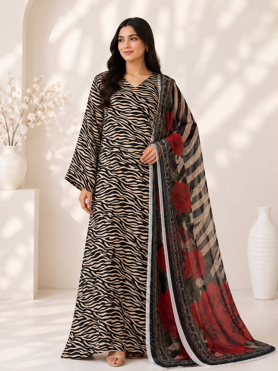 Wild Elegance Zebra Kaftan