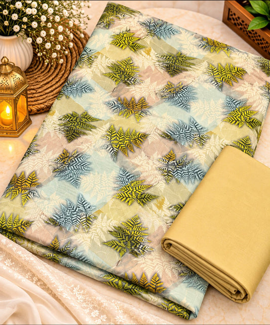 Printed with embroidered linen 2pc