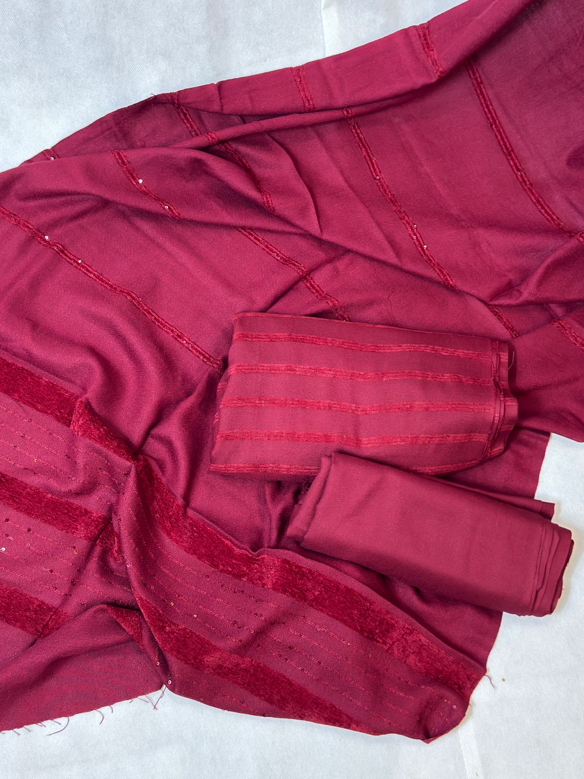 Three pc dhanak velvet suit