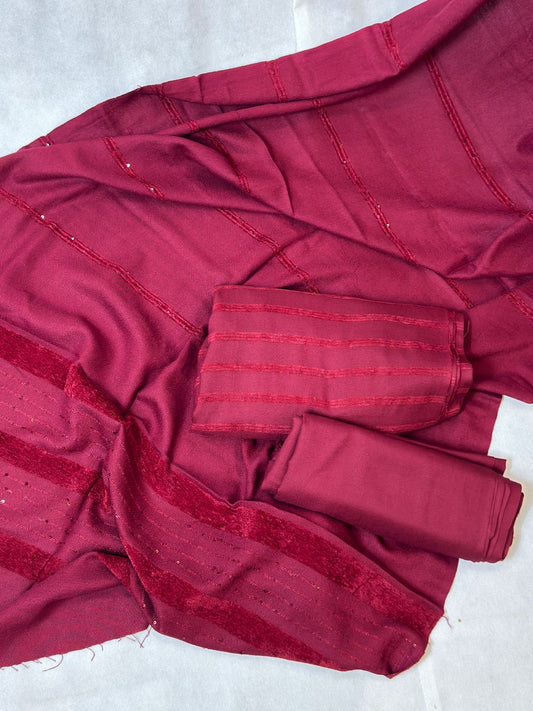 Three pc dhanak velvet suit