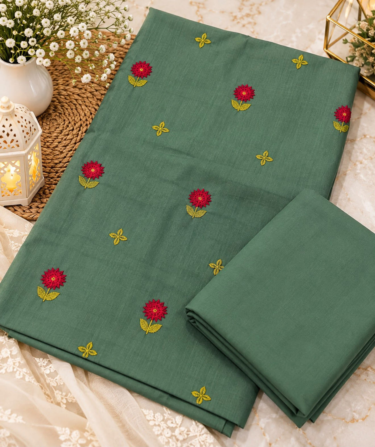 Dhanak Embroidered Floral 2PC